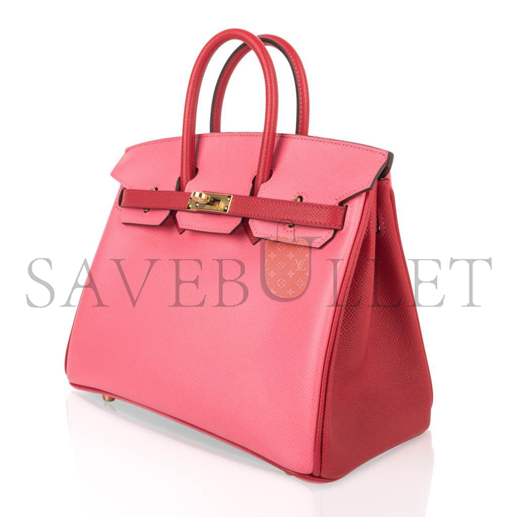 HERMES BIRKIN 30 EPSOM LIPSTICK PINK AND RED GOLD BUCKLE BAG H028369CK72 (30*23*15cm)